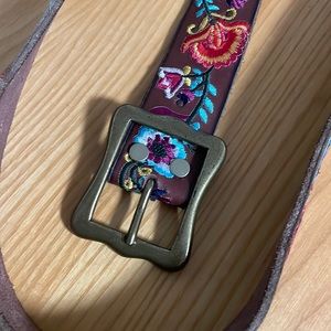 Lucky Brand Embroidered Leather Belt